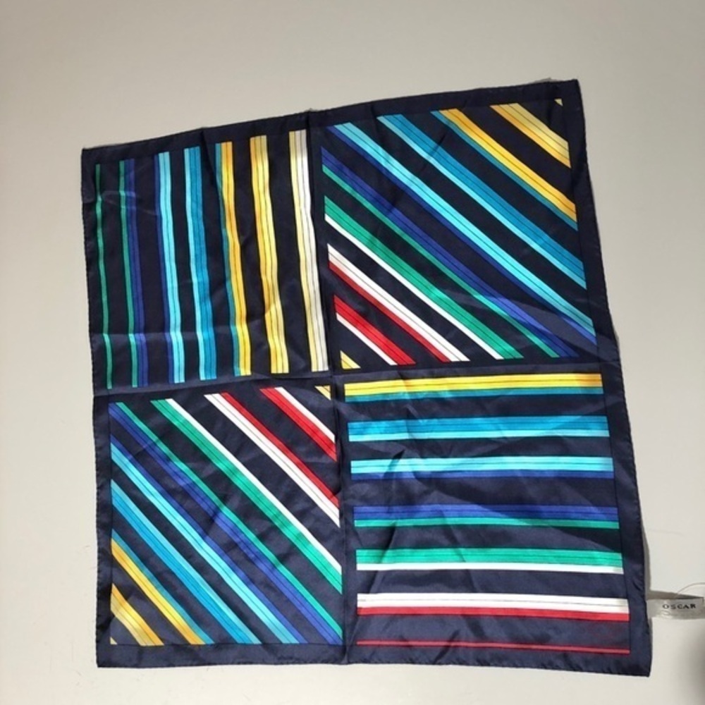 1990s Oscar De La Renta Rainbow Stripe Silk Scarf